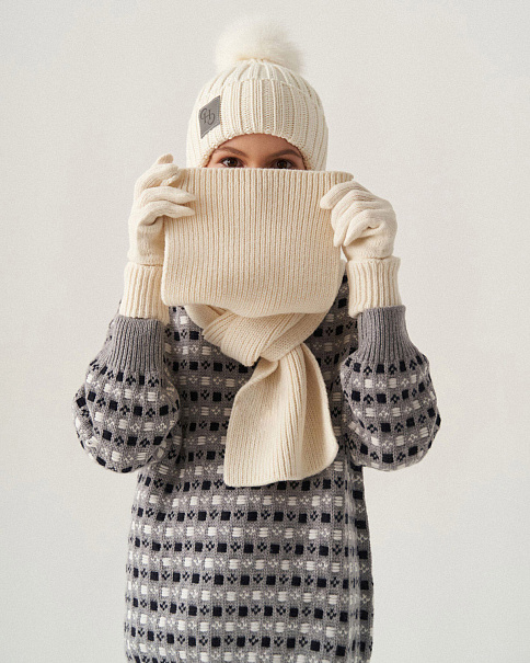 WS23105 Шарф, Молочный