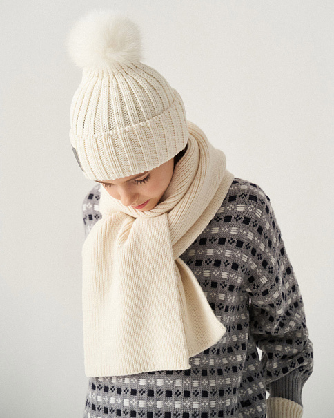 WS23105 Шарф, Молочный